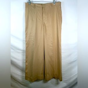 NWT Women’s Lauren Ralph Lauren Cuffed Wide Leg Linen‎ Blend Khaki Pants Size 10